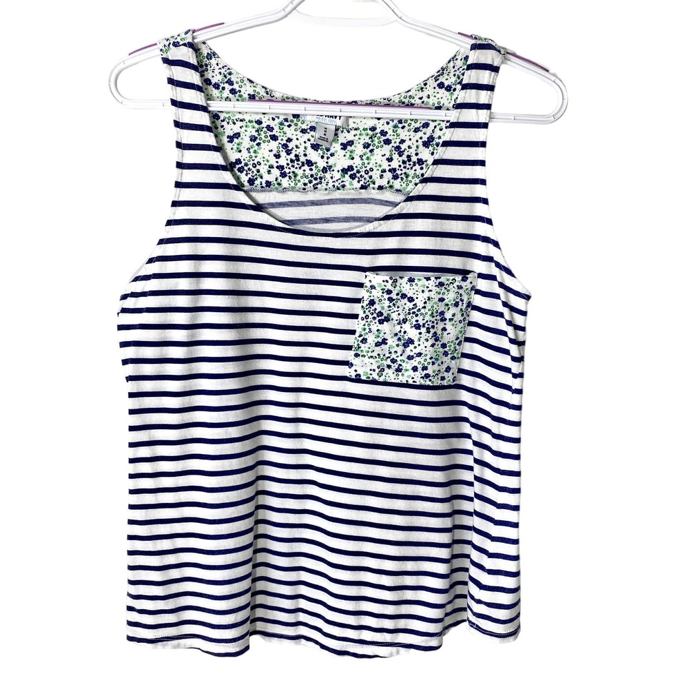 Old Navy Tank Top Floral and Stripped Pattern Size Medium
